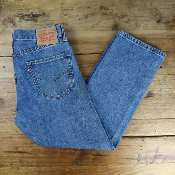 LEVI'S 505 BLUE DENIM STRAIGHT LEG JEANS MENS SIZE W34 L29 - Picture 1 of 9